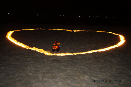 Love Shape Candle Light in Beach